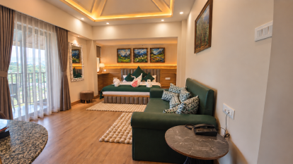Intimate dining area with panoramic windows